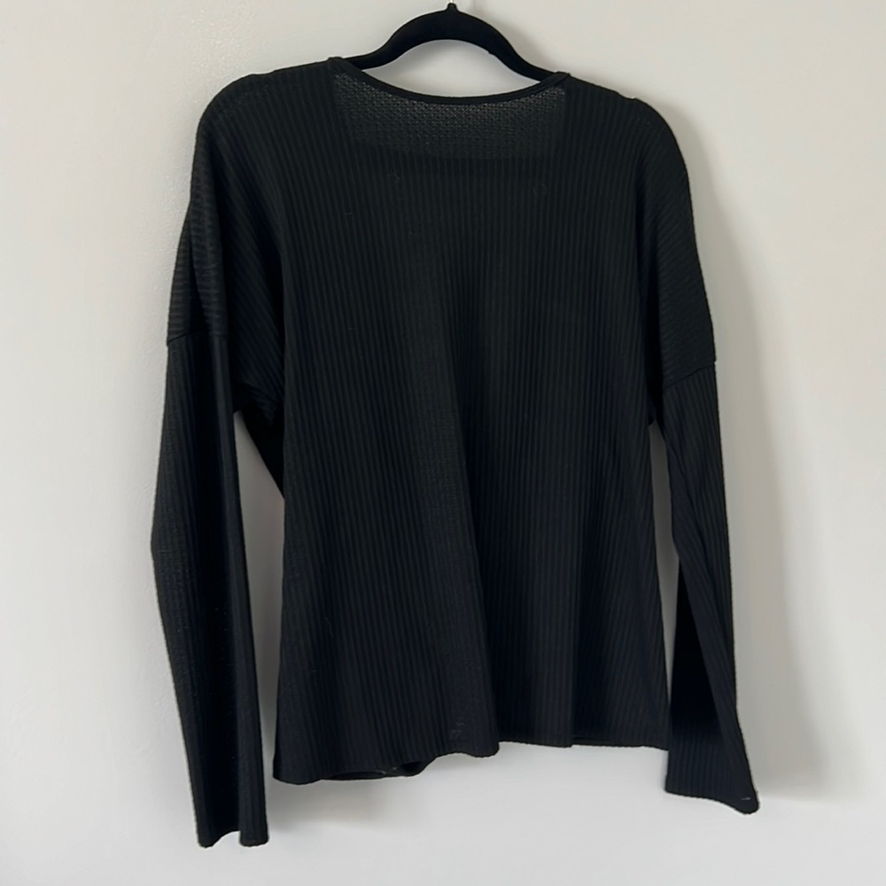 Waffle Knit Long Sleeve Top - causal in the front, Party in the back!